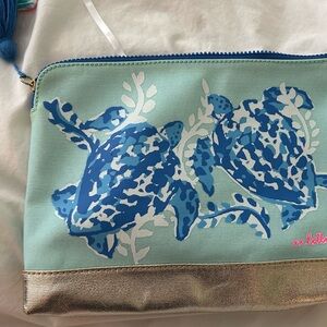 Lilly Pulitzer Aqua and Gold Cosmetic Bag